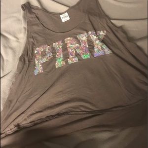 pink cropped tank top